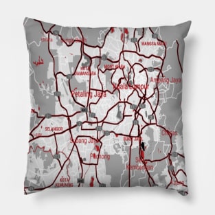 Kuala Lumpur red/grey map Pillow