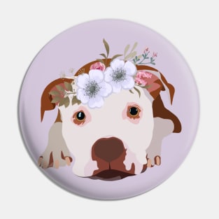 Cute pitbull with crown of flowers Pin