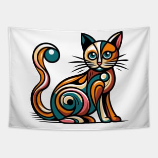 Pop art cat illustration. cubism cat illustration Tapestry