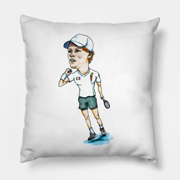 Jannik Sinner Pro Tennis Pillow by dizzycat-biz