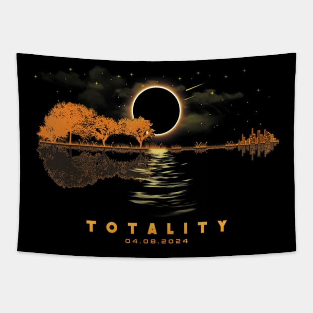 America Guitar Totality 04 08 24 Total Solar Eclipse 2024 Tapestry by marchizano