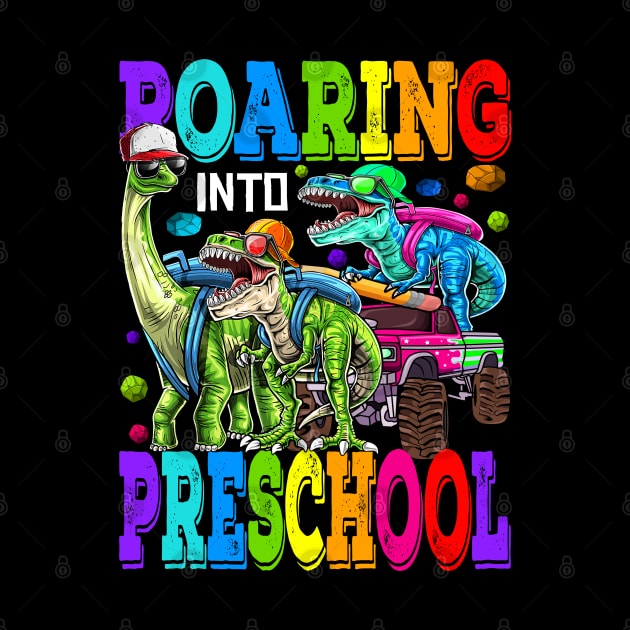 Roaring Into Preschool Monster Truck Dinosaur T Rex by eyelashget