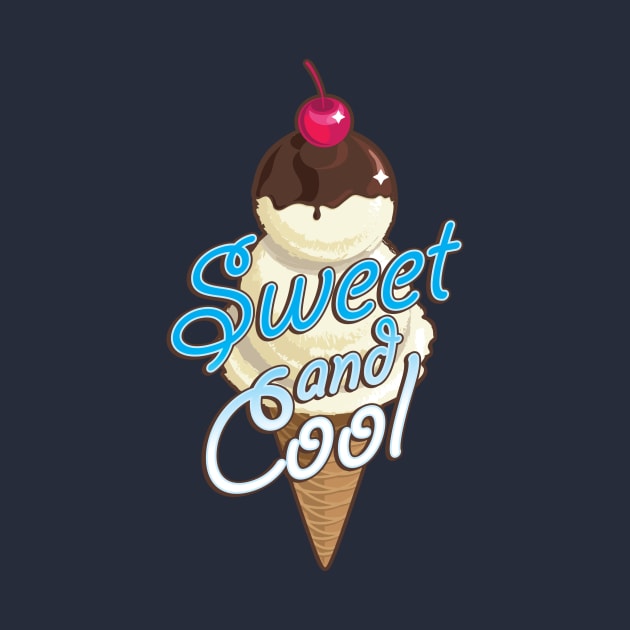 Sweet and cool ice cream cone with light blue by goldengallery