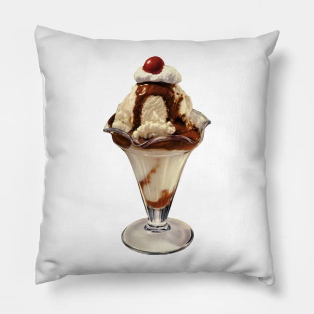 Ice Cream Sundae with a Cherry on Top Pillow by MasterpieceCafe