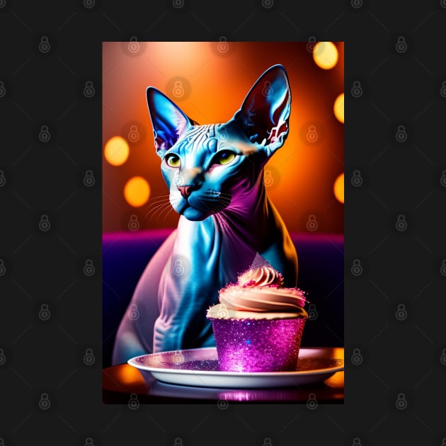 Sphynx Enjoying a Cupcake by Enchanted Reverie