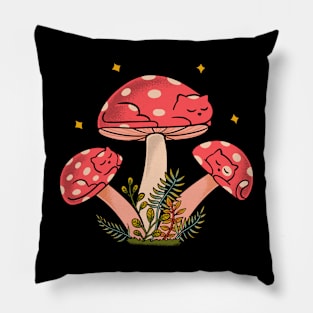 Cats Mushrooms Pillow