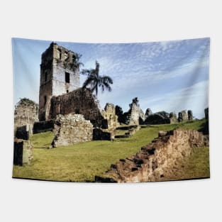 Colorized vintage photo of ruins of old Panama Tapestry