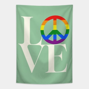 Peace and love - symbol for diversity and inclusion in green Tapestry