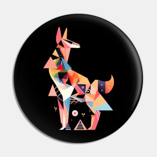 Angular Color Wolf Pin