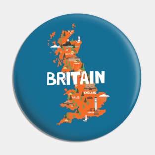 Great Britain Illustrated Map Pin