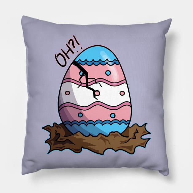 Cute Transgender Flag Hatching Easter Egg Pillow by FatCatSwagger