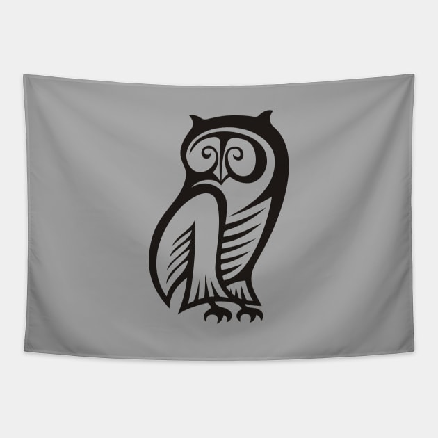 Owl Symbol Black Tapestry by sifis