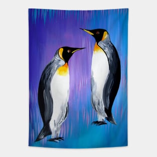 Blue, Purple and Penguins Tapestry