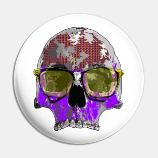 Royal purple skull with glasses Pin