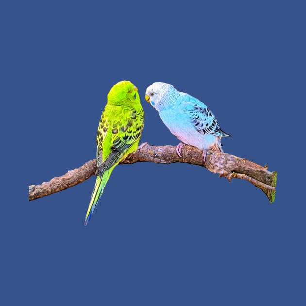 Cute budgie couple by MarionsArt