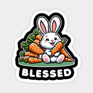 Cute Bunny Rabbit Blessed T-Shirt, Carrots Graphic Tee, Animal Lover Gift, Soft Casual Apparel, Unisex Clothing Magnet