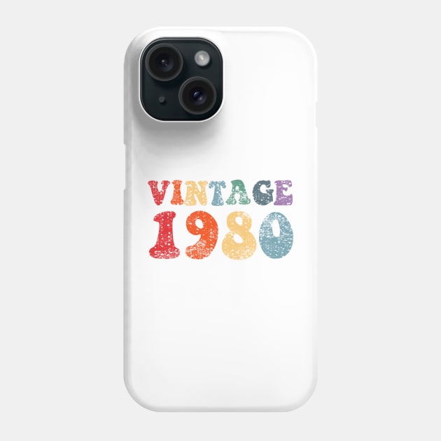 Vintage 1980 Retro Distressed Style Birthday Gift 40th Bday Phone Case by gillys