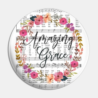 Amazing Grace Hymn with Floral Wreath Pin