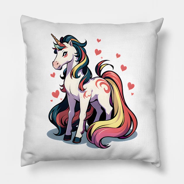 Unicorn Rainbow 12 Pillow by CGI Studios