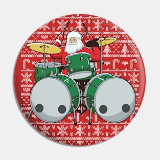 Christmas Santa Claus Drummer Drums Percussion Musician Pin