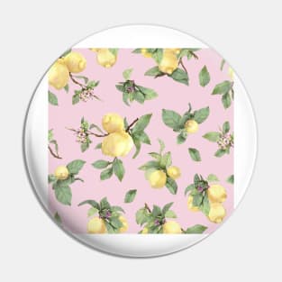 Watercolor lemon drawing on pink Pin