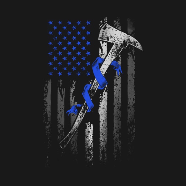 Flag American Firefighter Chronic Fatigue Syndrome Awareness Blue Ribbon Warrior by celsaclaudio506