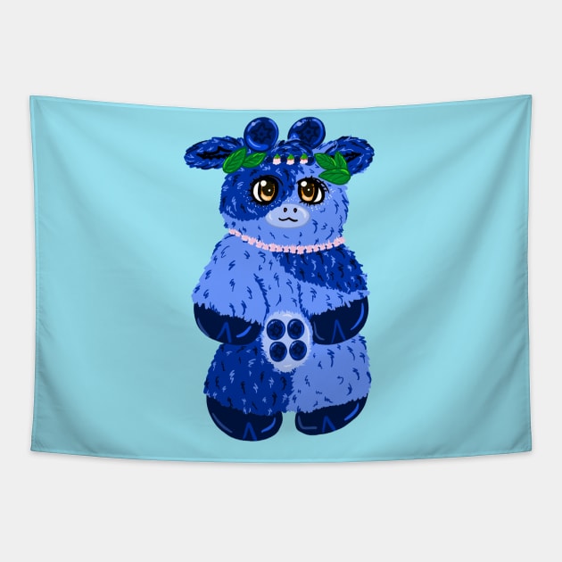 Blueberry Cow Tapestry by Witchvibes