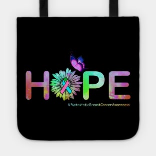 Hope Flower Butterfly Metastatic Breast Cancer Awareness Tote
