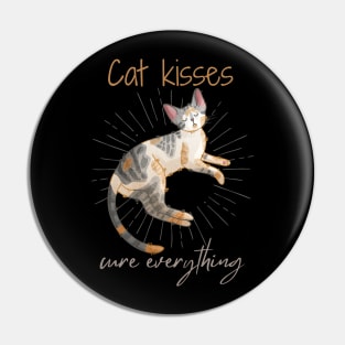 Cat kisses cure everything - Devon Rex cat Pin