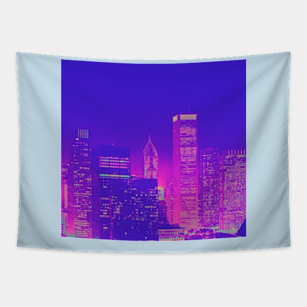 80s Neon City Views Tapestry by 80snerd