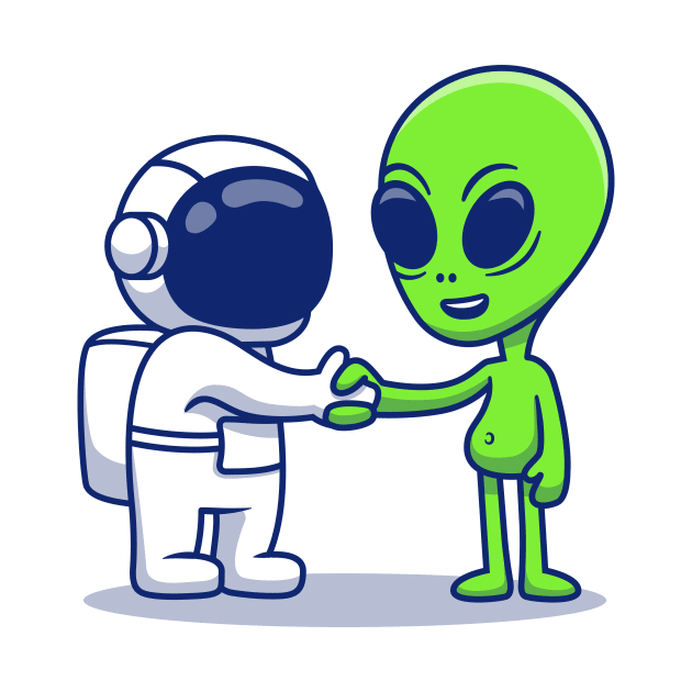 Cute Astronaut Hand Shake With Alien by Catalyst Labs