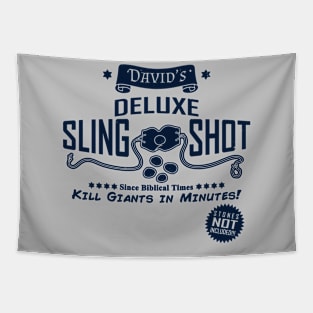 David's Slingshot Funny Bible Inspired David And Goliath Retro Vintage Poster Tapestry