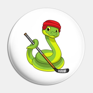 Snake at Ice hockey with Ice hockey stick Pin