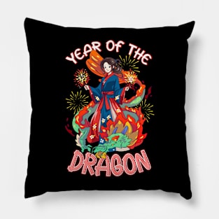 Chinese New Year 2024 Year of The Dragon Fireworks Pillow