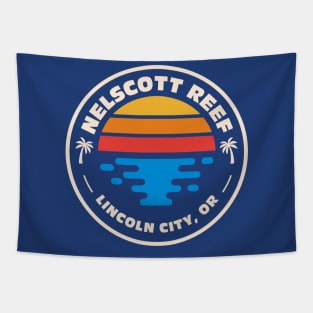 Retro Nelscott Reef Lincoln City Oregon Vintage Beach Surf Emblem Tapestry