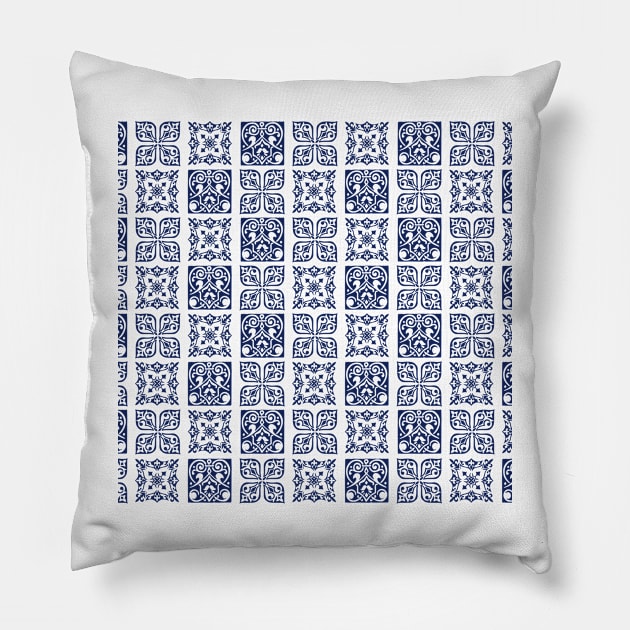 Blue tile pattern Pillow by SamridhiVerma18