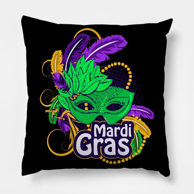 Mardi Gras For Women 2020 NOLA Feathers Mask Souvenir Pillow by SomedayDesignsCo