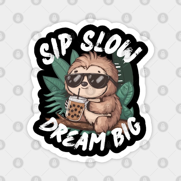 Cute Sloth Boba Tea Magnet by BoukMa