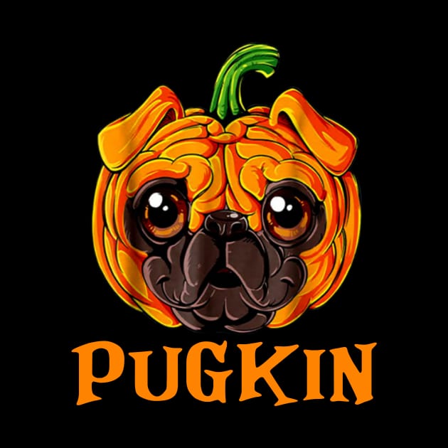 Pugkin Funny Pug And Pumpkin by Jenna Lyannion