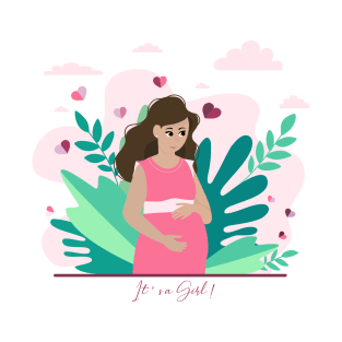 it's a girl! Pregnancy announcement illustration T-Shirt