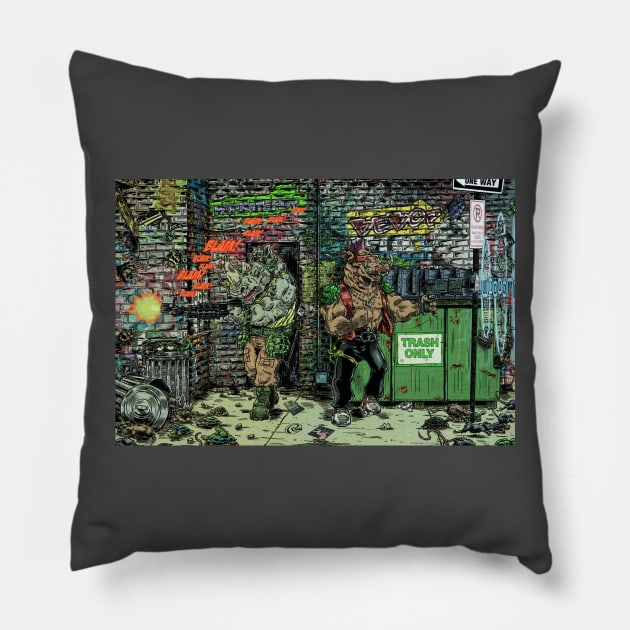 Rocksteady and Bebop Pillow by Rudeman