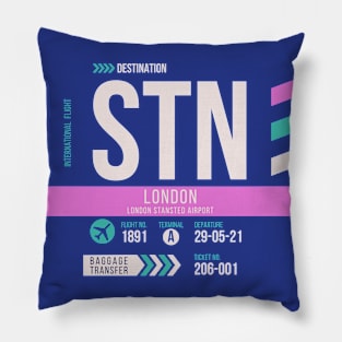 London (STN) Airport Code Baggage Tag Pillow