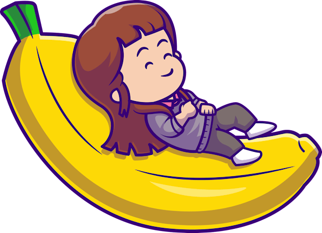 Cute Girl Sleeping On Bananas Cartoon Kids T-Shirt by Catalyst Labs