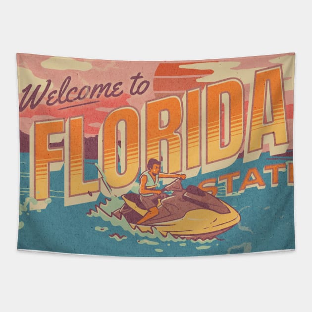 Welcome to Florida retro vintage Tapestry by SpaceWiz95