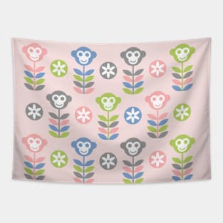 Monkey Flowers on Pink Tapestry