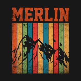 Rainbow Graphic Merlin Proud Name Birthday 70s 80s 90s Vintage Styles T-Shirt