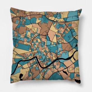 Kraków Map Pattern in Mid Century Pastel Pillow