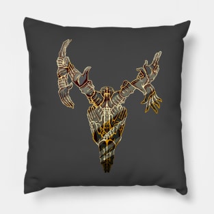 Psychedelic Deer Skull Made of Hands Black and Gold Metal Pillow