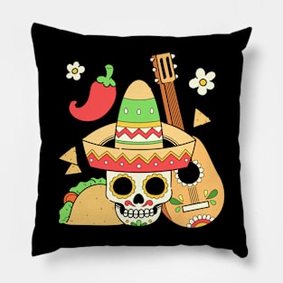 Cinco De Mayo Skull Pillow