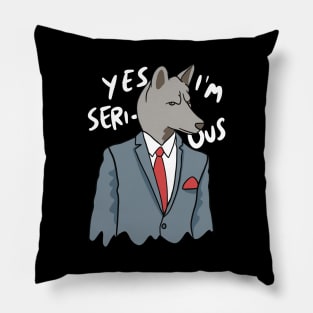 Wolf in a Suit - Funny Whimsical Animal Pillow
